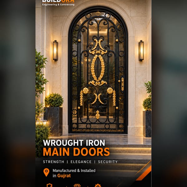 Buildora Royal Black & Gold Wrought Iron Main Gate
