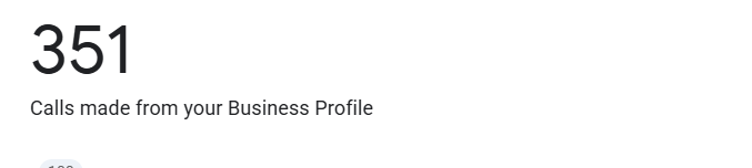 Google Business Profile calls report showing 351 calls made from Business Profile